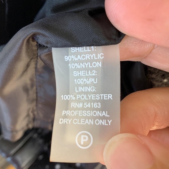 NWT. Calvin Klein 4P Faux Leather Trim Polkadot Tweed Sheath Dress. - Picture 7 of 11